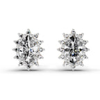 0.98 Carat Oval Shape Halo Diamond Earrings 14K