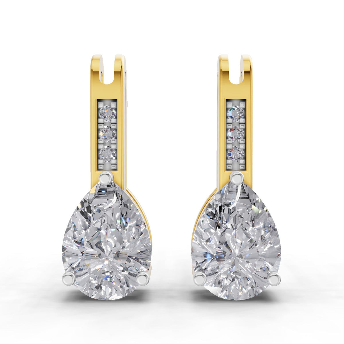 1.39 Carat Pear Eternal Drop Diamond Earrings 14K