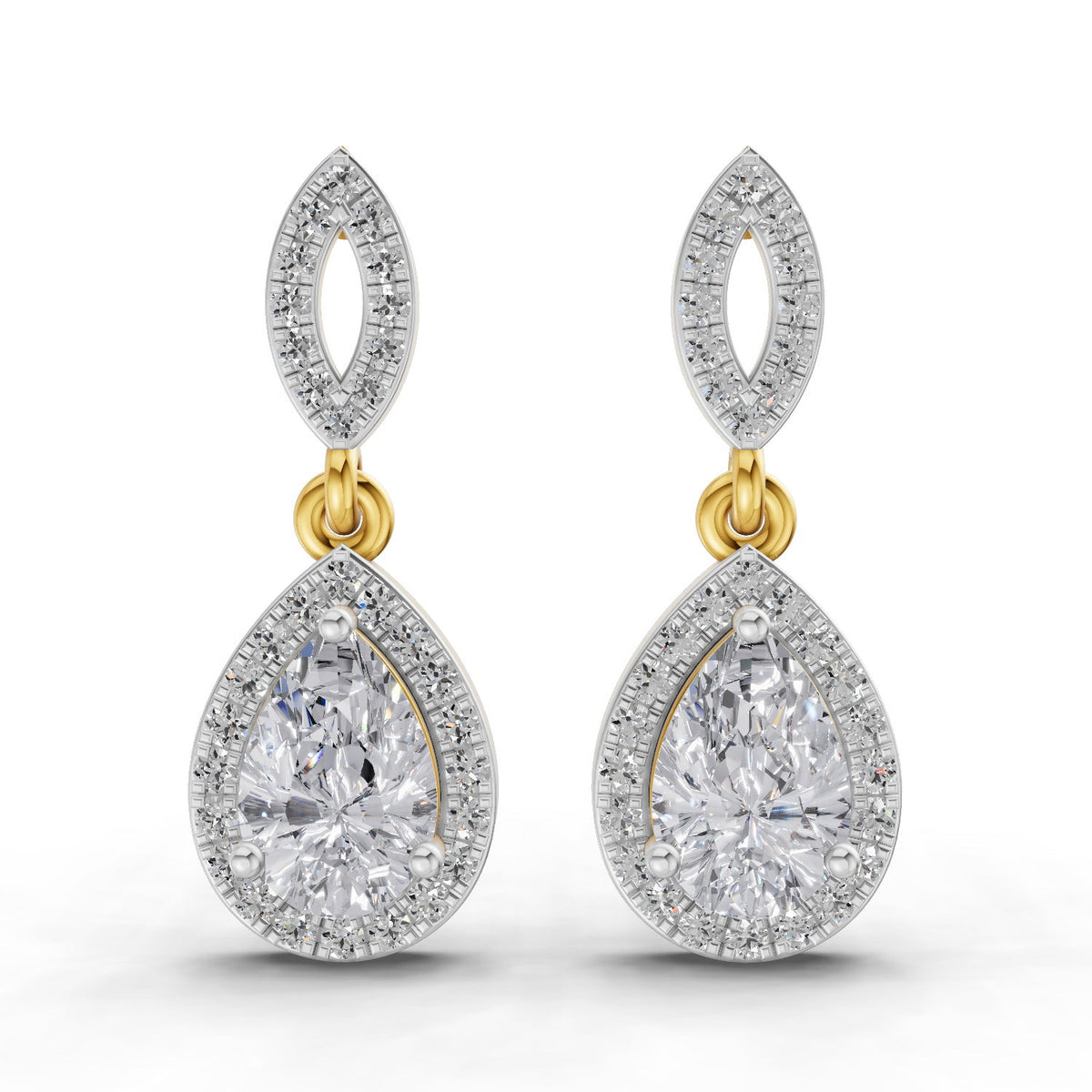 1.39 Carat Pear Elegant Diamond Earrings 14K