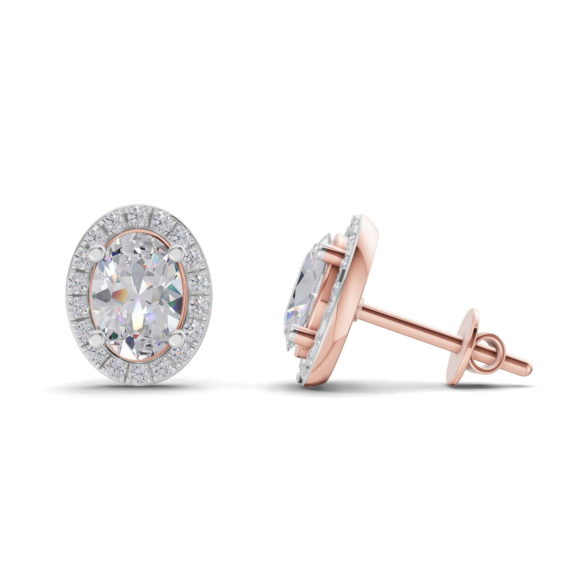 Celestial Oval Halo Diamond Earrings
