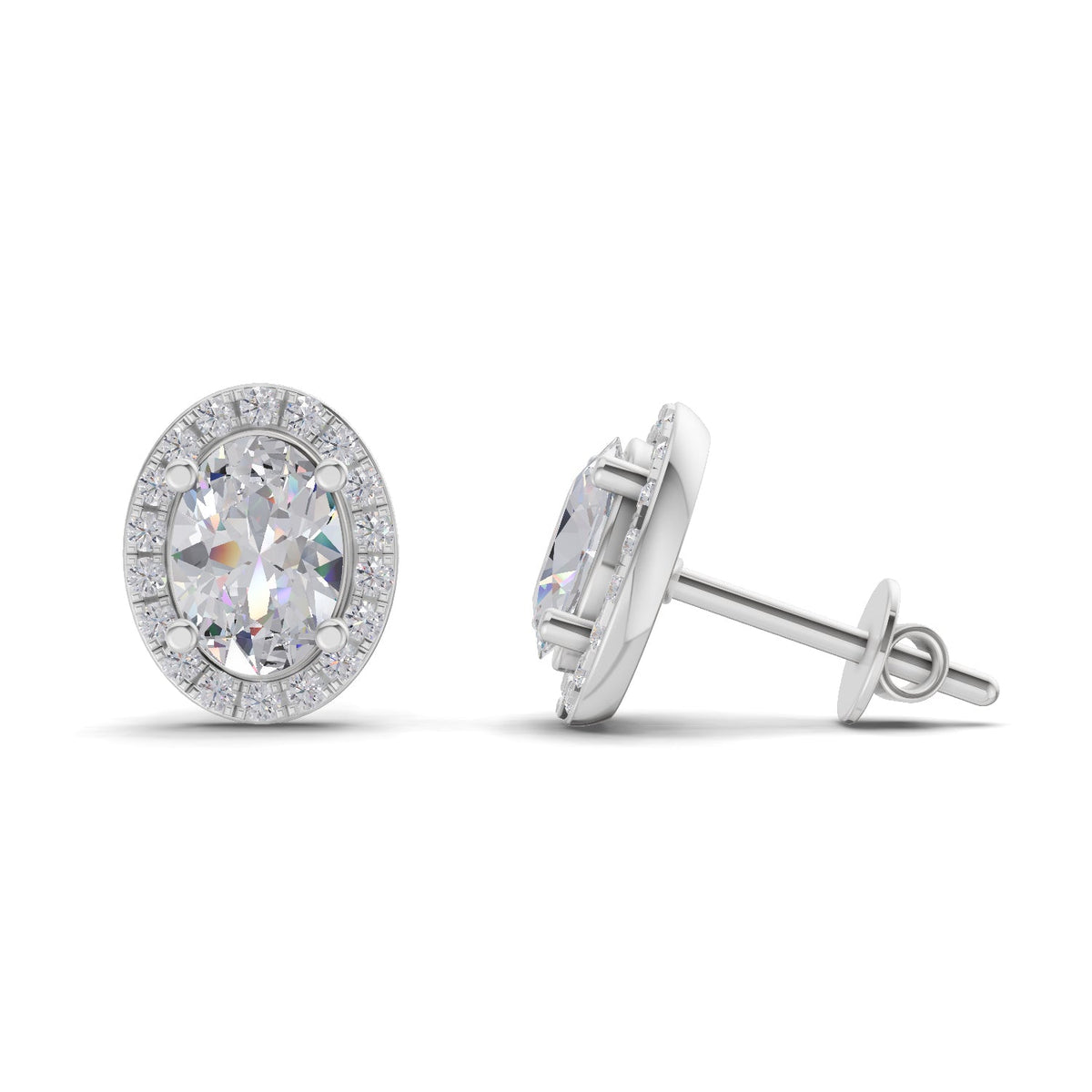 Celestial Oval Halo Diamond Earrings