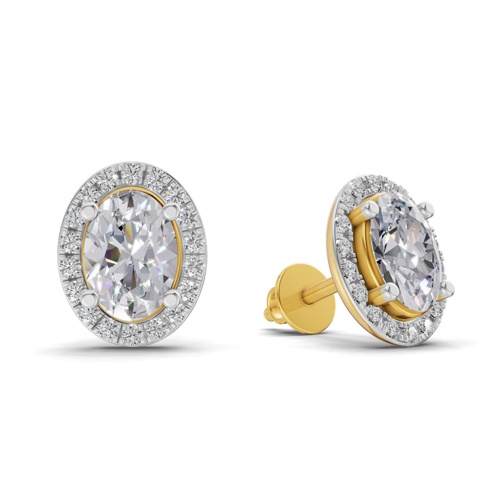 2.25 Carat Oval Shape Halo Diamond Earrings 14K