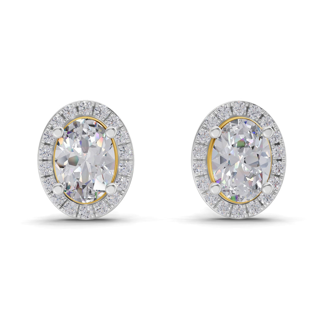 2.25 Carat Oval Shape Halo Diamond Earrings 14K