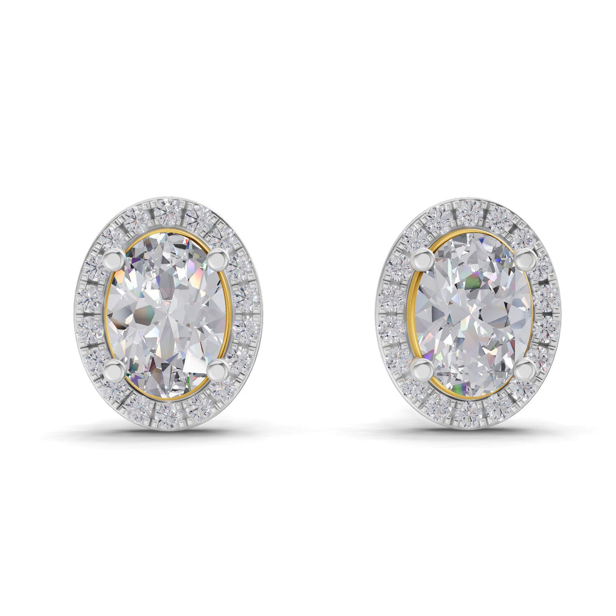 2.25 Carat Oval Shape Halo Diamond Earrings 14K