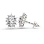 Dazzling Oval Halo Diamond Stud Earrings