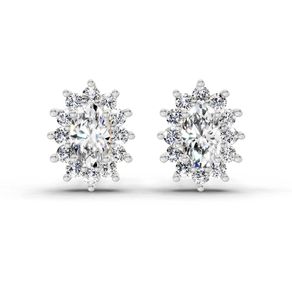 0.69 Carat Oval Halo Stud Earrings 14K