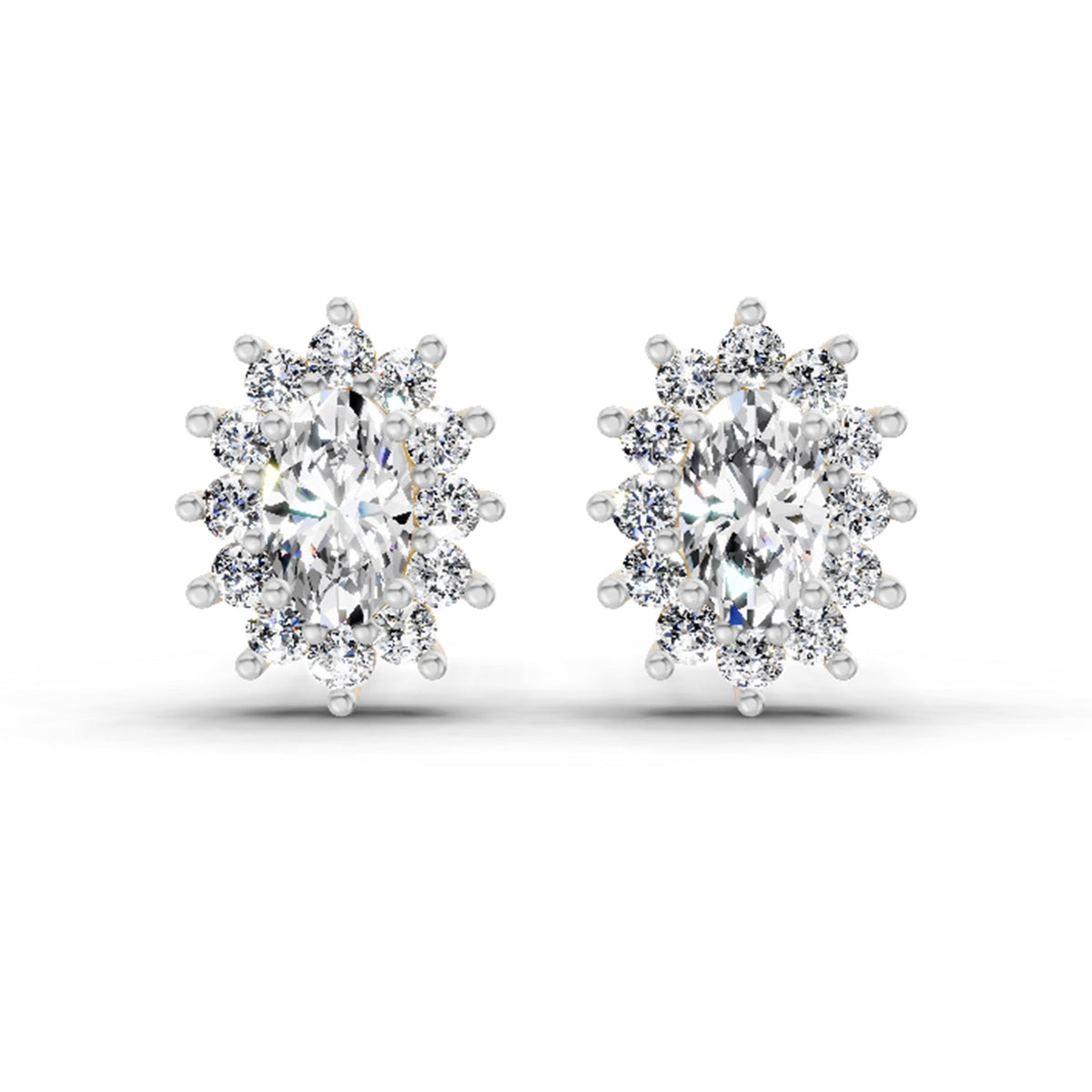 0.69 Carat Oval Halo Stud Earrings 14K