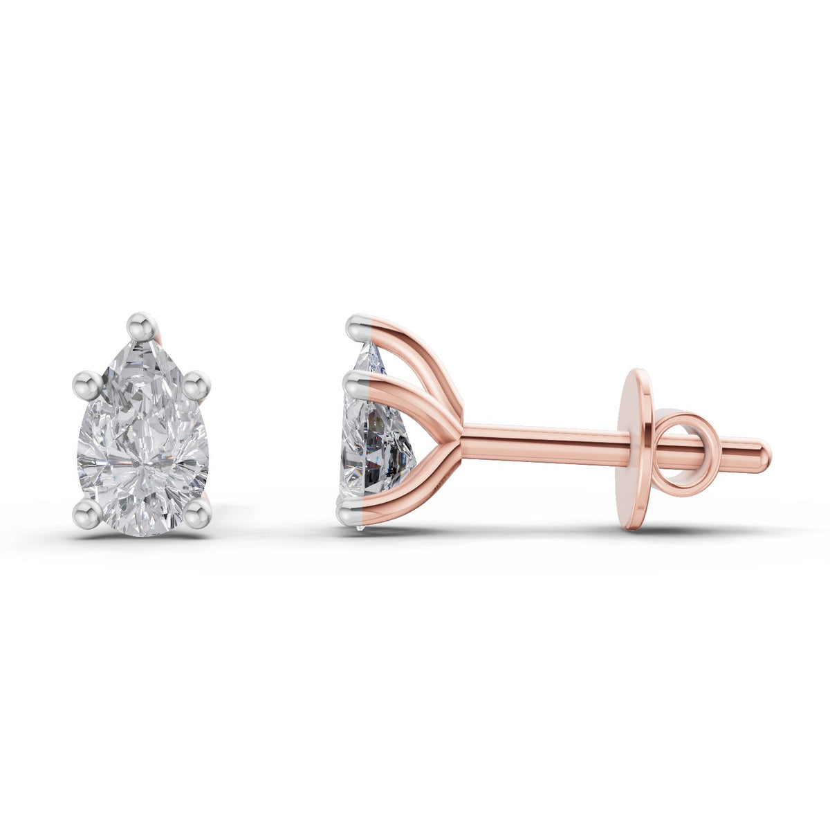 Luminous Pear Solitaire Diamond Stud Earrings