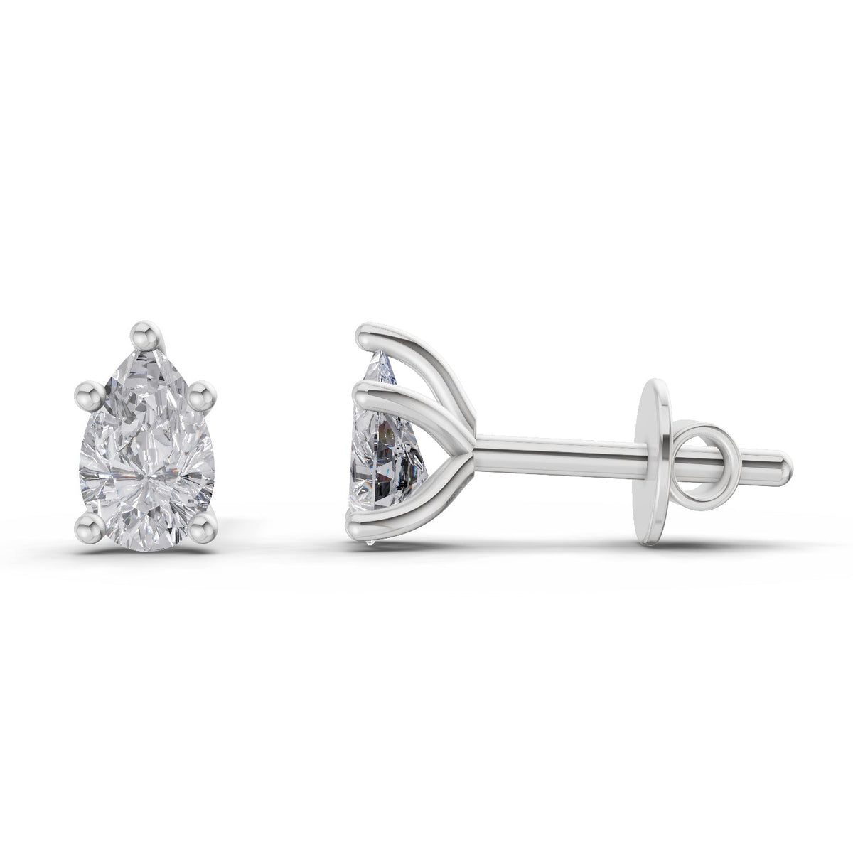 Luminous Pear Solitaire Diamond Stud Earrings