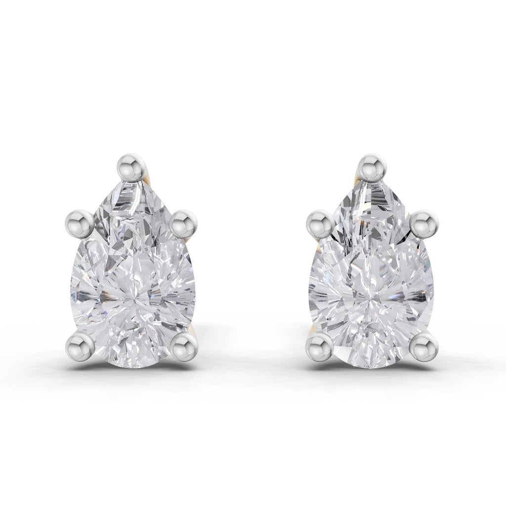 2.64 Carat Pear Shape Solitaire Diamond Stud Earrings 14K