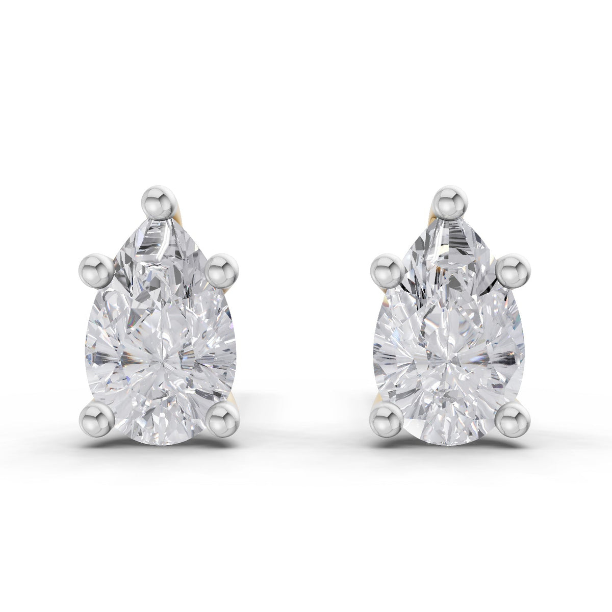 2.64 Carat Pear Shape Solitaire Diamond Stud Earrings 14K
