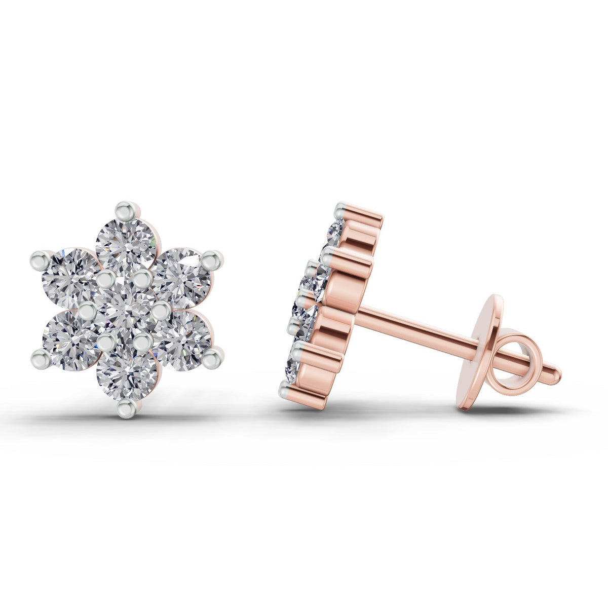 Classic Floral Diamond Stud Earrings