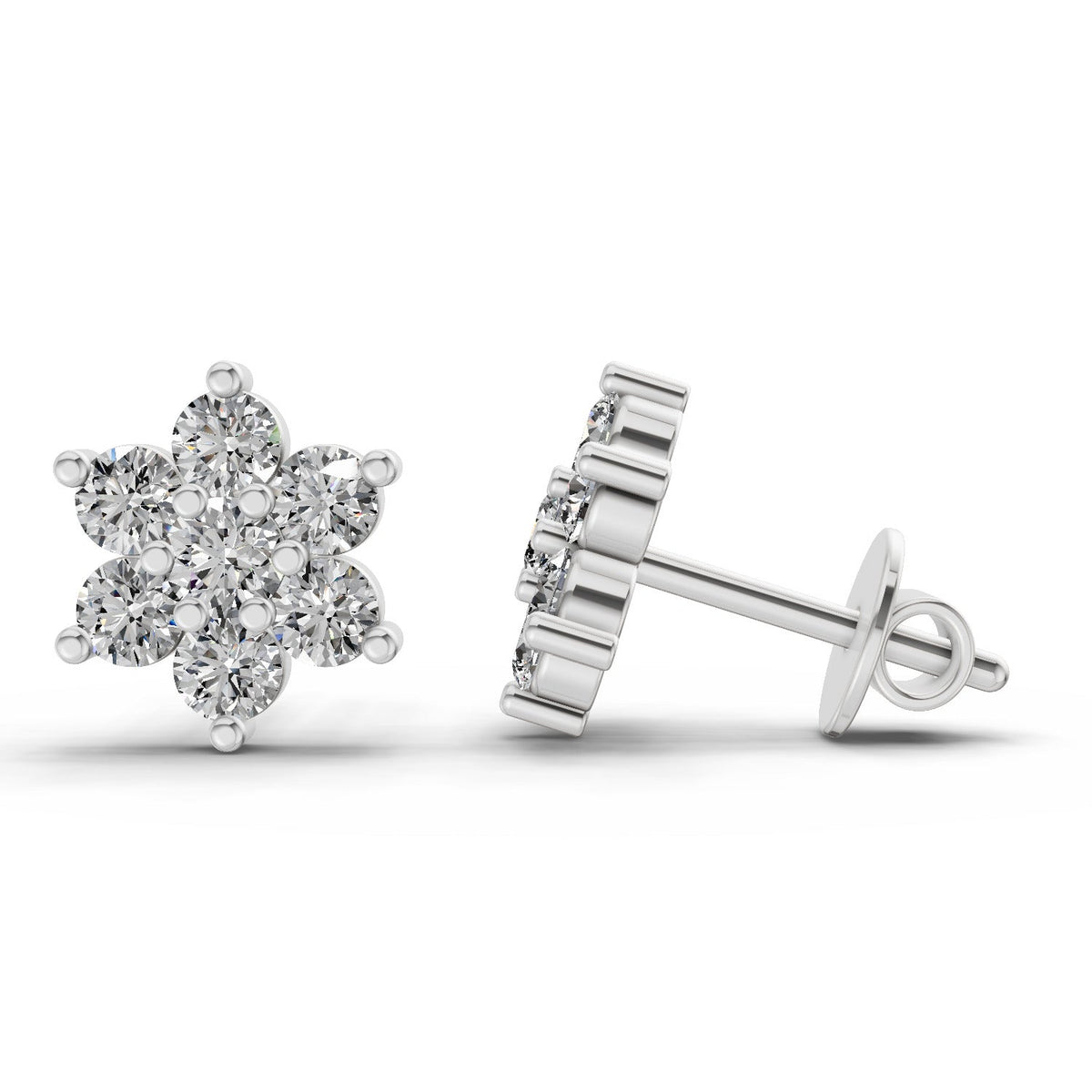 Classic Floral Diamond Stud Earrings