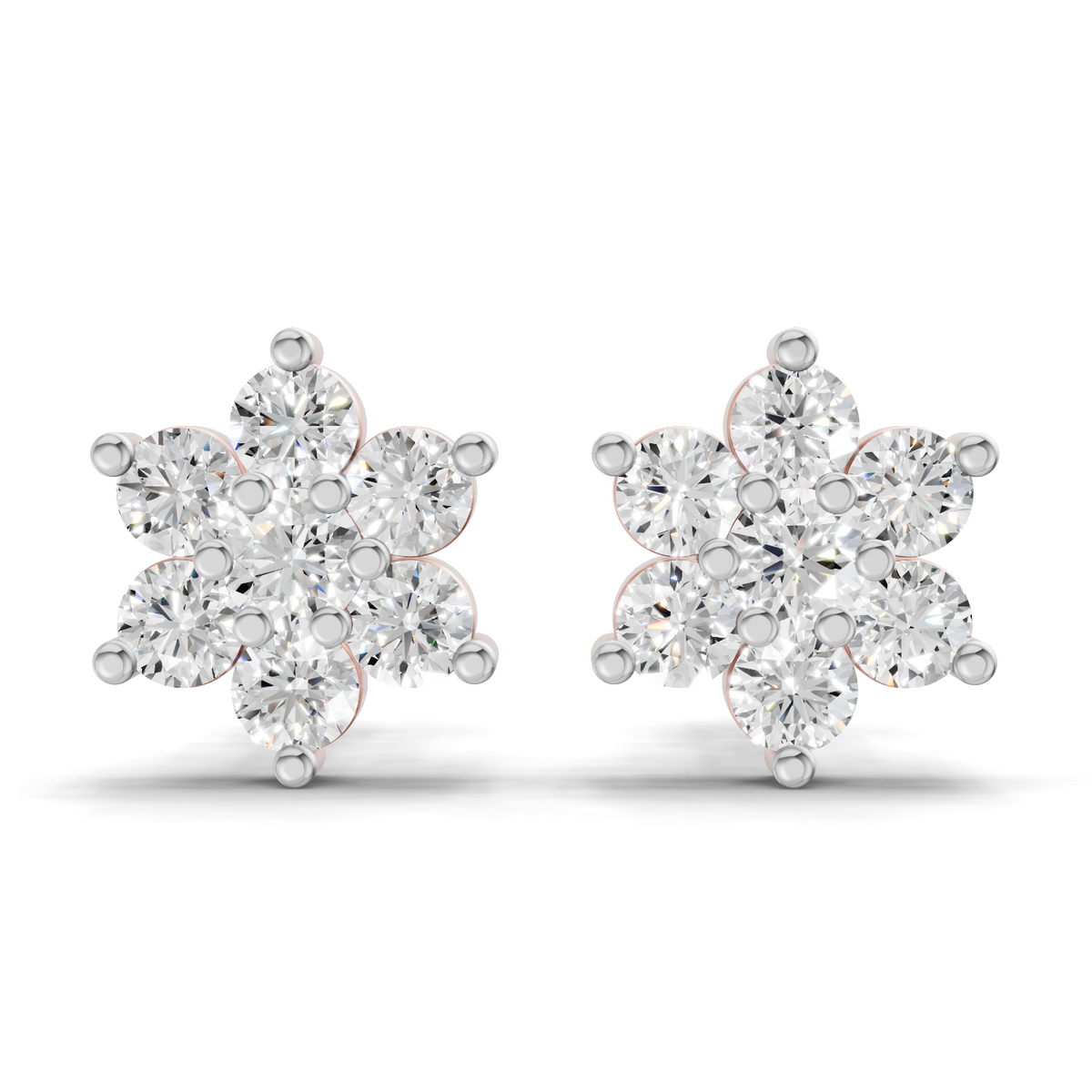 0.41 Carat Floral Diamond Stud Earrings 14K
