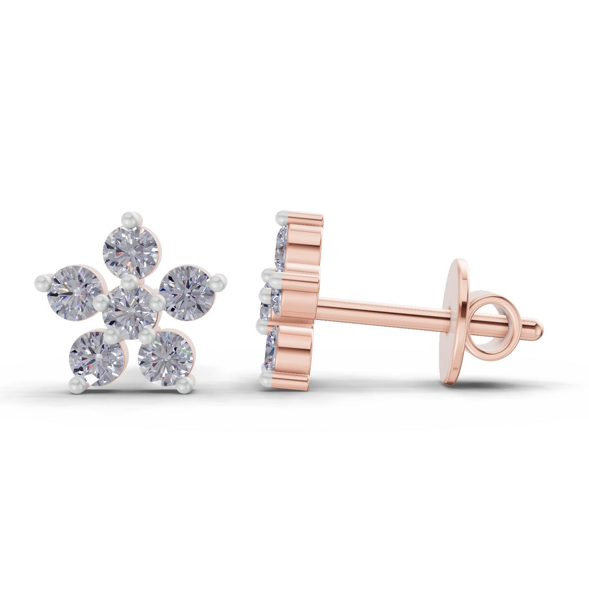 Shimmering Floral Diamond Stud Earrings