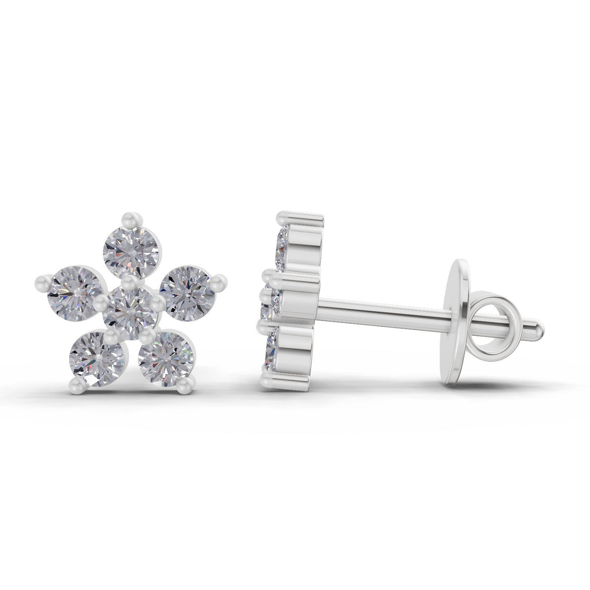 Shimmering Floral Diamond Stud Earrings