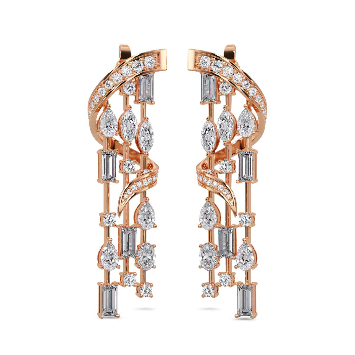 Lab Grown Diamond 7.74 Carat Spiral Drop Earring 14KW