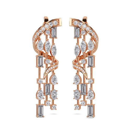 Lab Grown Diamond 7.74 Carat Spiral Drop Earring 14KW