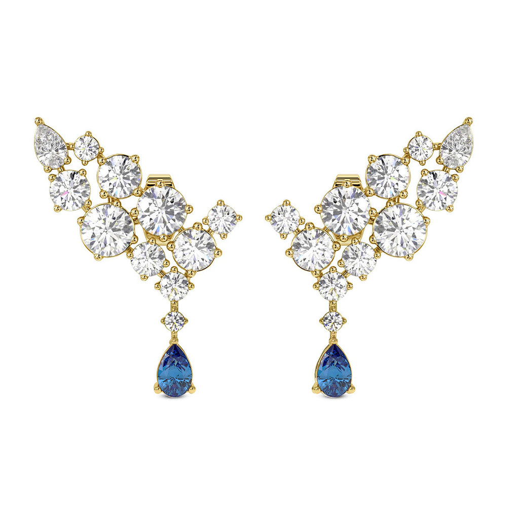 6.32 Carat 14K Gold Sapphire Climber Earring