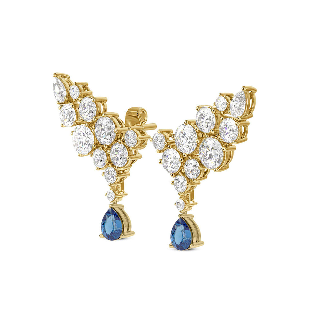 6.32 Carat 14K Gold Sapphire Climber Earring