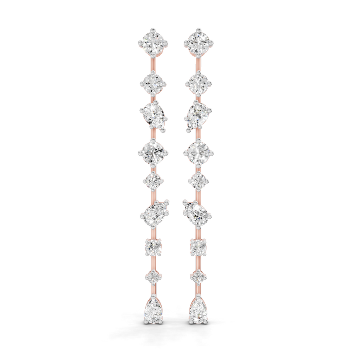 Lab Grown Diamond 4.49 Carat Multi-Shape Diamond Linear Drop Earring 14KW
