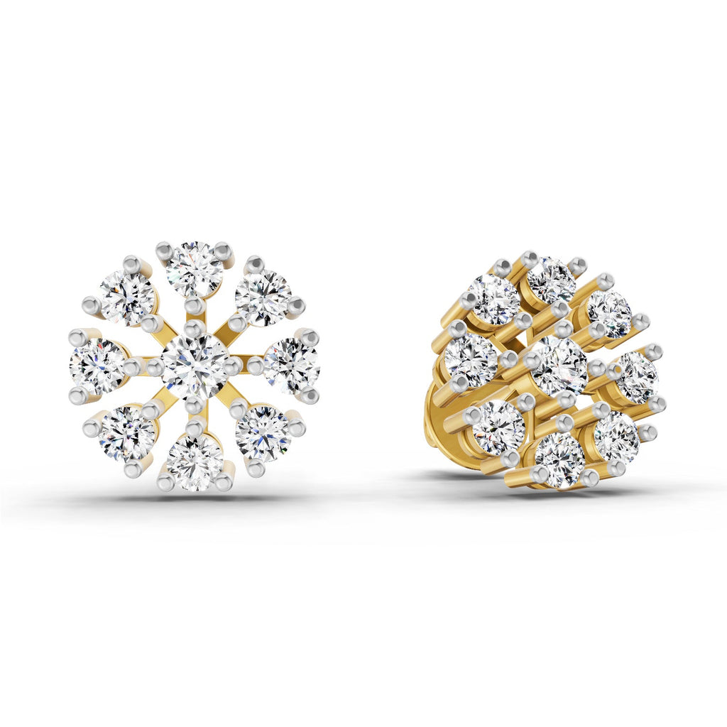 1 Carat Round Diamond Stud Earrings 14K