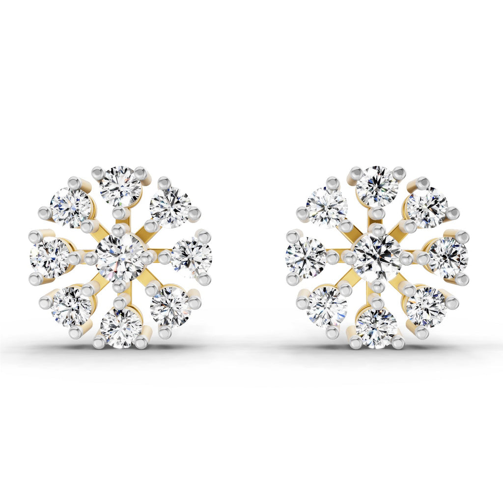 1 Carat Round Diamond Stud Earrings 14K