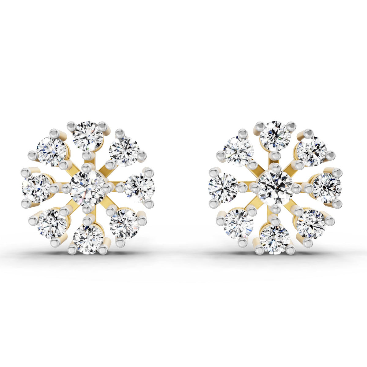 1 Carat Round Diamond Stud Earrings 14K
