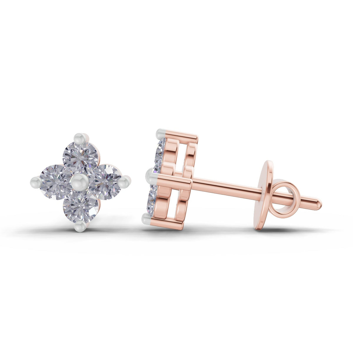 Lustrous Floral Diamond Stud Earrings