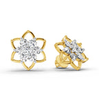 1.09 Carat Round Lotus Flower Style Earrings 14K