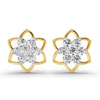 1.09 Carat Round Lotus Flower Style Earrings 14K