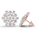 Lab Grown Diamond 1.67 Carat Round Snowflake Stud Earrings 14K - Rose Gold