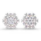 Lab Grown Diamond 1.67 Carat Round Snowflake Stud Earrings 14K - Rose Gold