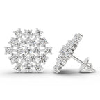 Lab Grown Diamond 1.67 Carat Round Snowflake Stud Earrings 14K - White Gold