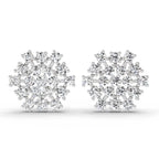 Lab Grown Diamond 1.67 Carat Round Snowflake Stud Earrings 14K - White Gold