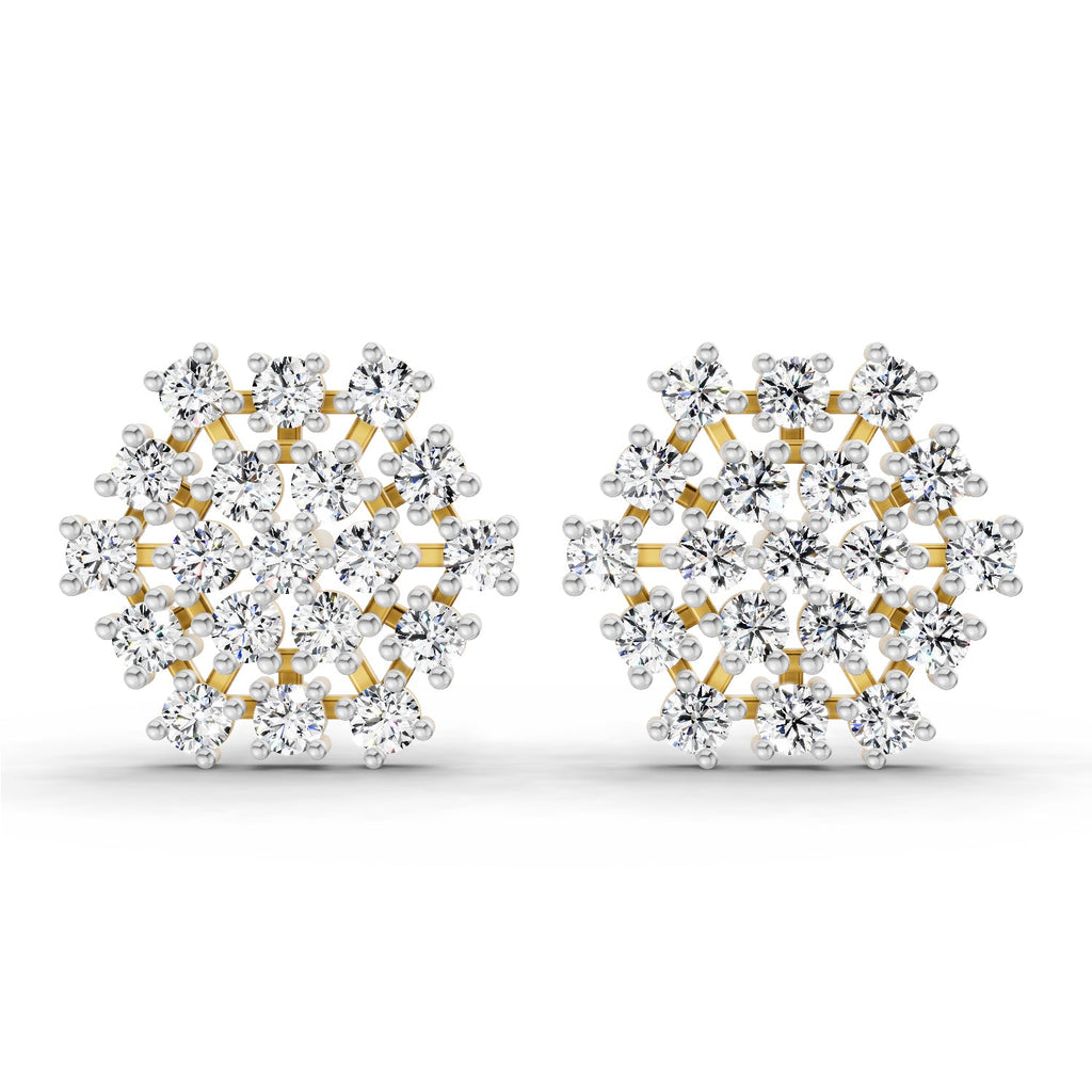 Lab Grown Diamond 1.67 Carat Round Snowflake Stud Earrings 14K