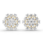 Lab Grown Diamond 1.67 Carat Round Snowflake Stud Earrings 14K