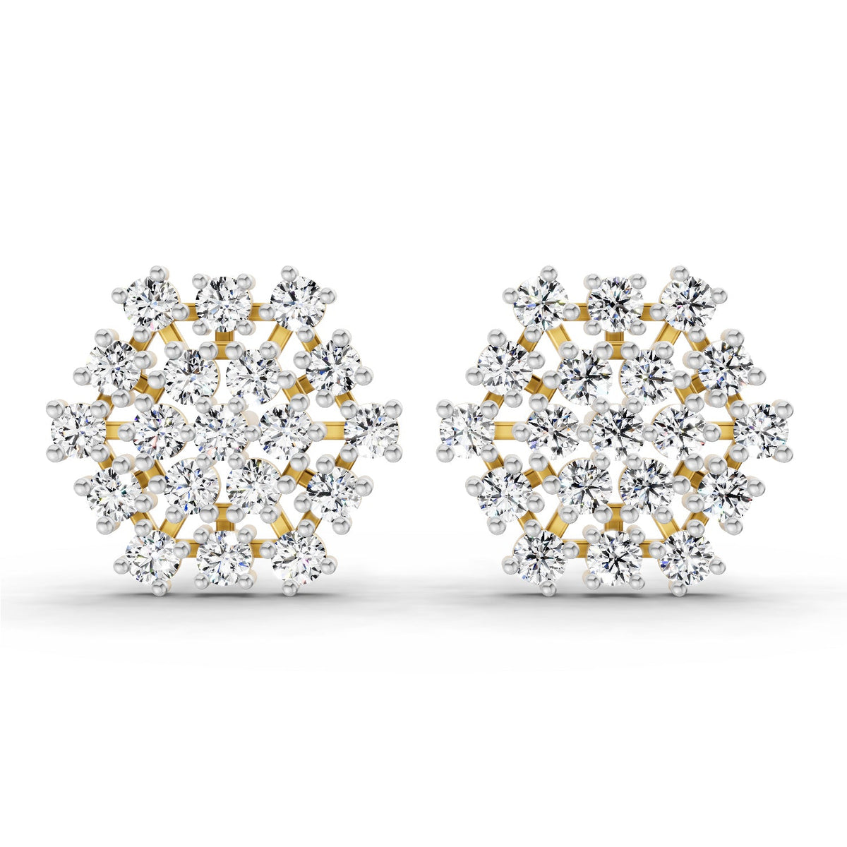 Lab Grown Diamond 1.67 Carat Round Snowflake Stud Earrings 14K
