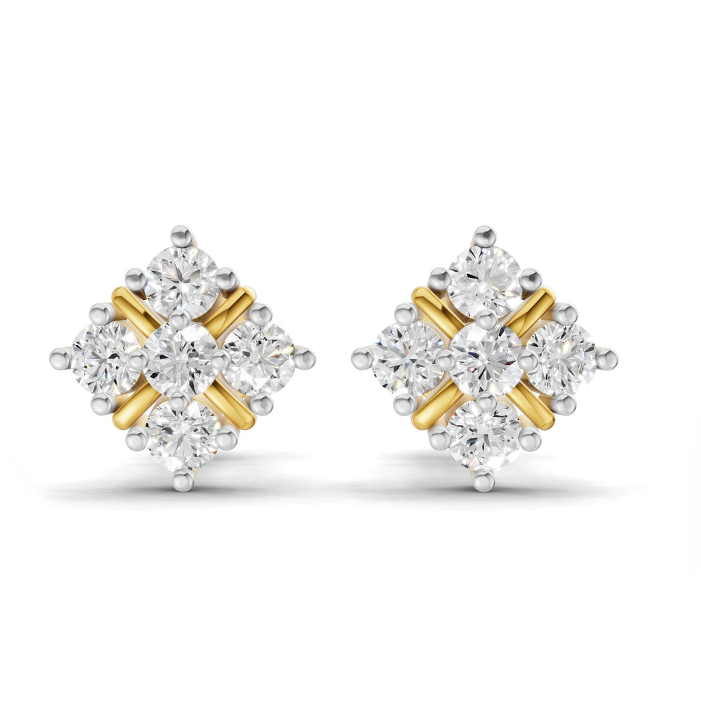 0.35 Carat Round Cluster Stud Earrings 14K
