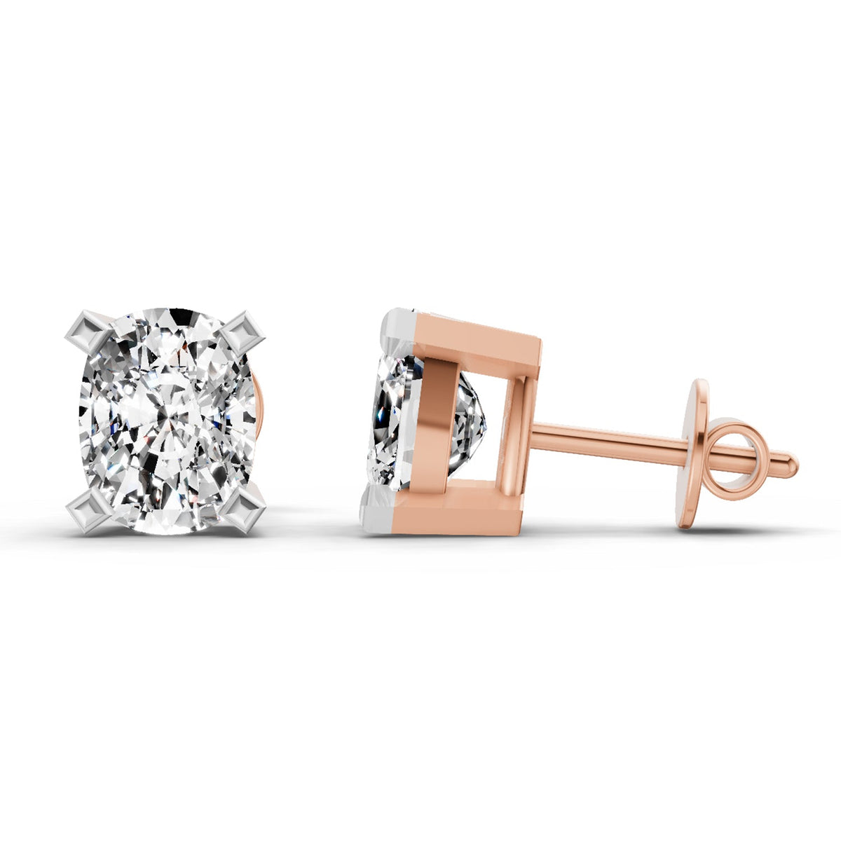Enchanting Cushion Solitaire Diamond Stud Earrings