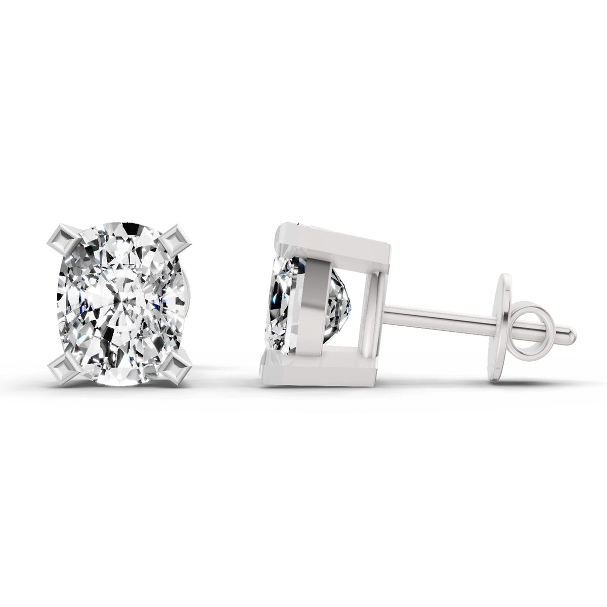 Enchanting Cushion Solitaire Diamond Stud Earrings