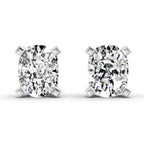 2.64 Carat Cushion Shape 4 Prong Solitaire Diamond Stud Earrings 14K