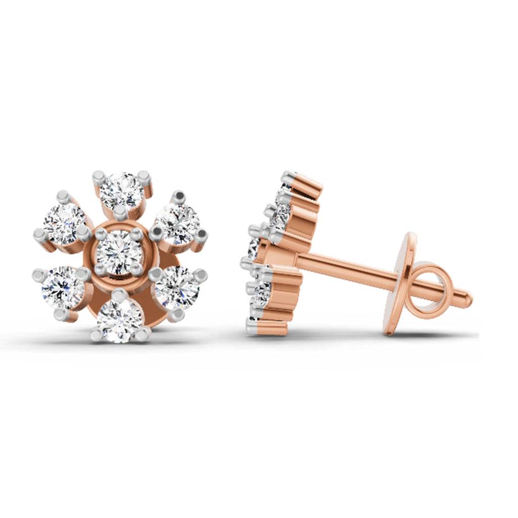 Resplendent Round Diamond Stud Earrings