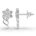 Majestic Round Floral Diamond Stud Earrings