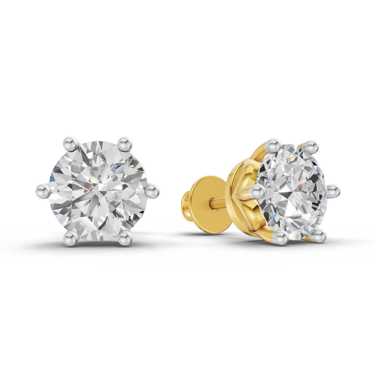 4 Carat Round Diamond Earrings 14K