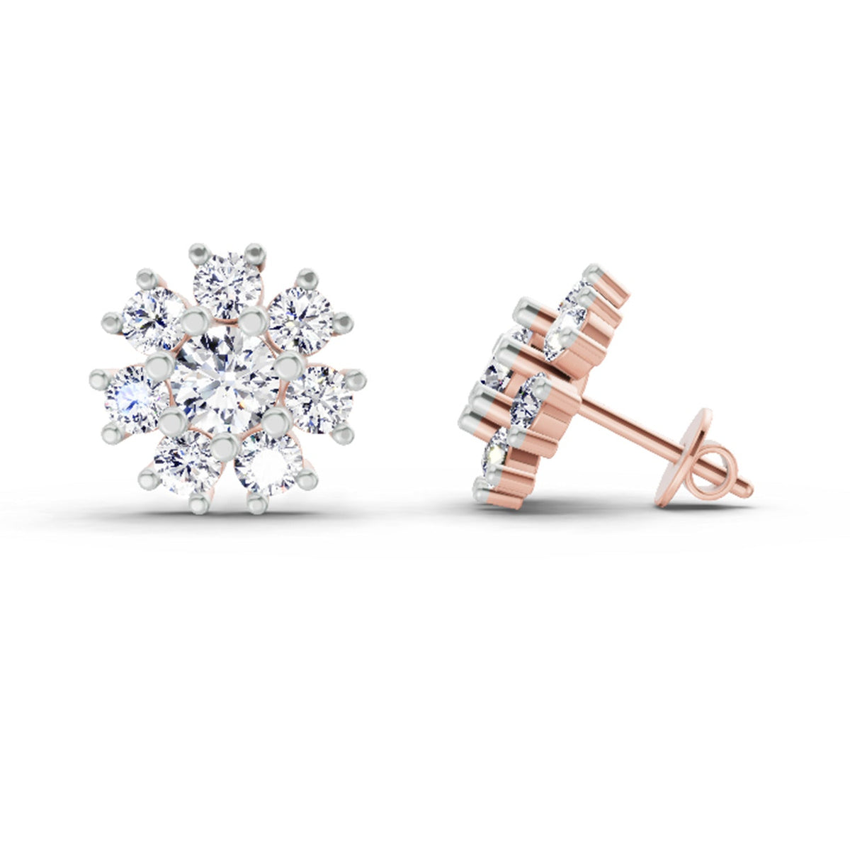 Glistening Halo Diamond Earrings