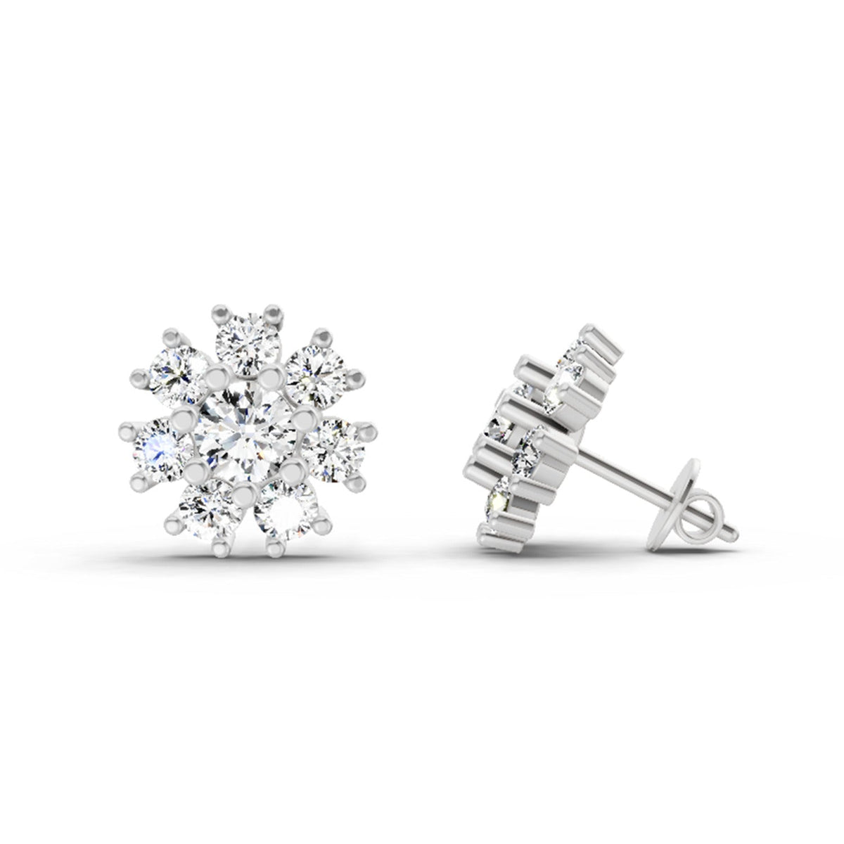 Glistening Halo Diamond Earrings