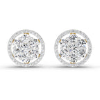 1.78 Carat Round Halo Cluster Stud Earrings 14K