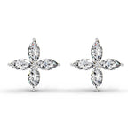 1.44 Carat Marquise Shape Cluster Diamond Stud Earrings 14K