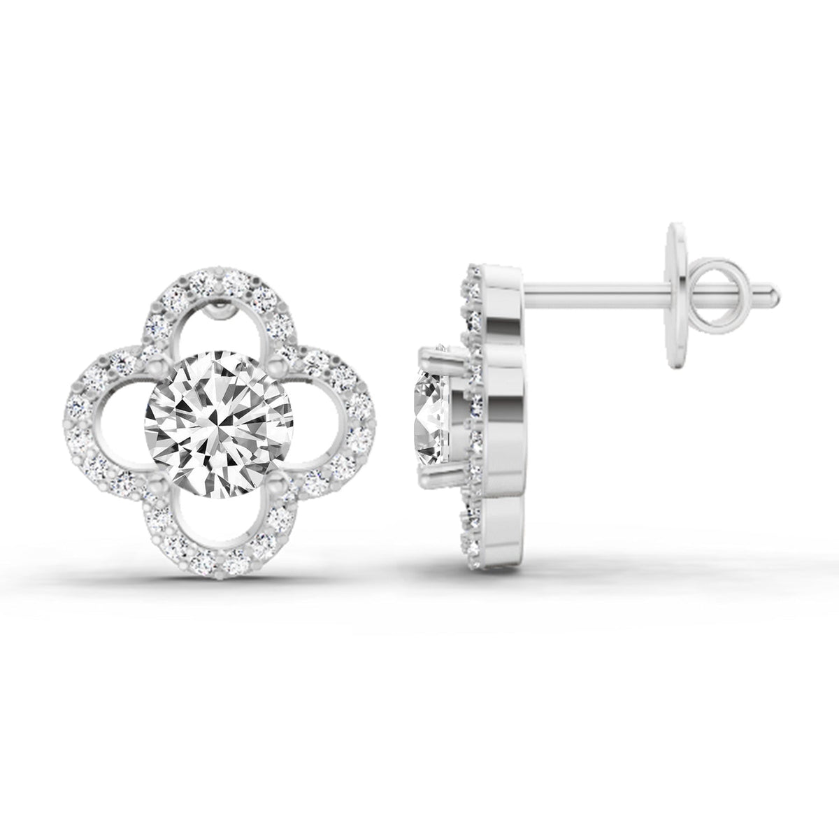 Timeless Round Halo Diamond Stud Earrings
